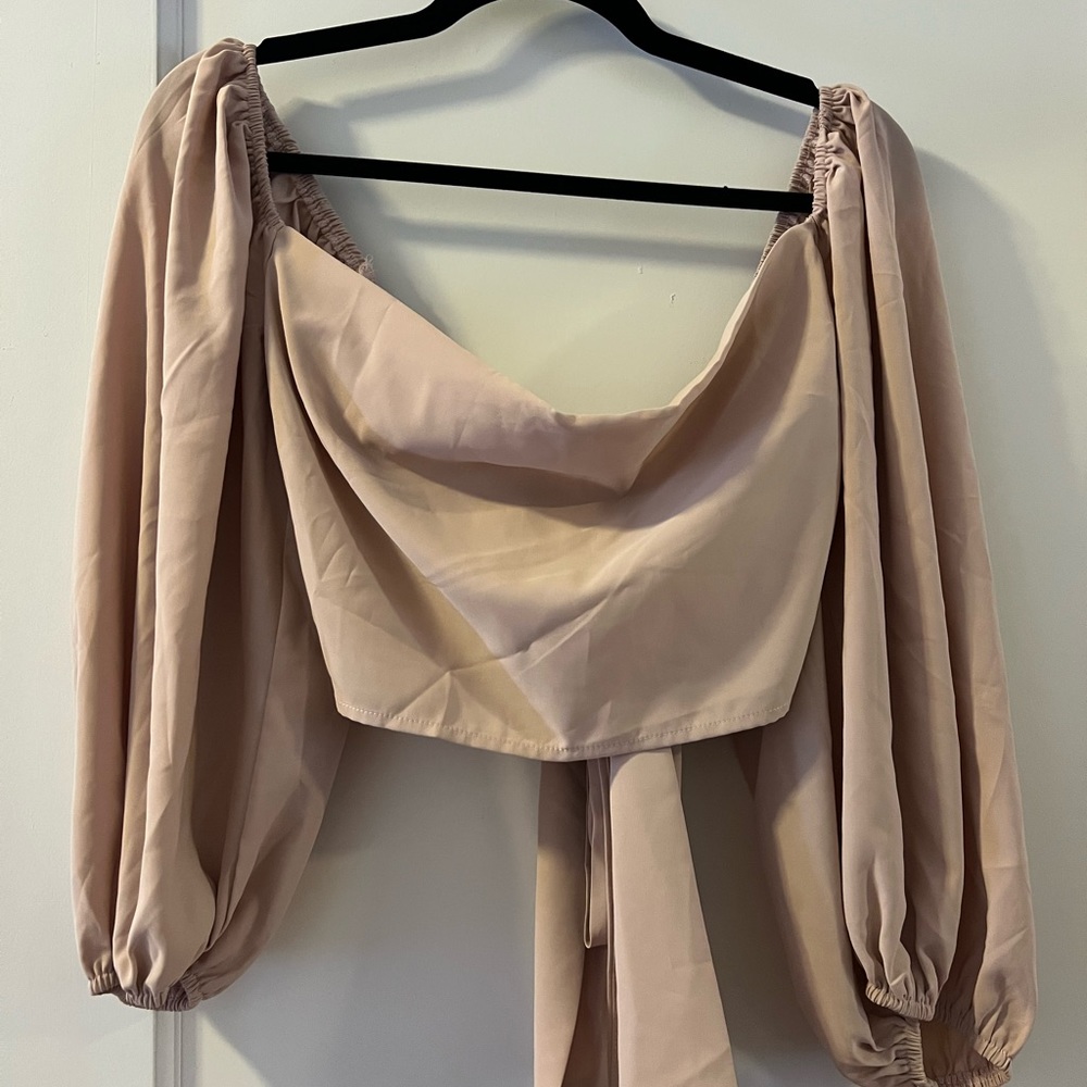 Lulus tie back pink crop top, size Large
